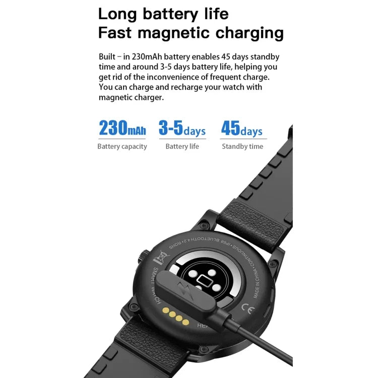 Đồng hồ thông minh MX12 màn hình màu IPS 1.3 inch chống nước IP68, Hỗ trợ gọi Bluetooth / Theo dõi giấc ngủ / Theo dõi nhịp tim, Dây thép