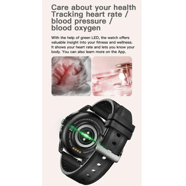Đồng hồ thông minh MX12 màn hình màu IPS 1.3 inch chống nước IP68, Hỗ trợ gọi Bluetooth / Theo dõi giấc ngủ / Theo dõi nhịp tim, Dây thép