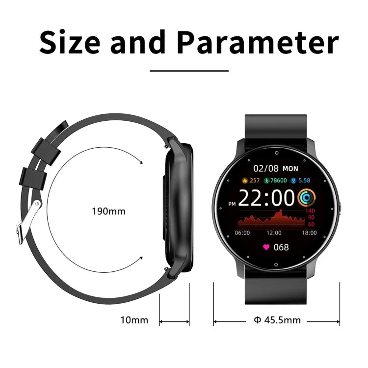 Đồng hồ thông minh ZL02 màn hình cảm ứng 1.28 inch chống nước IP67, Hỗ trợ theo dõi huyết áp / Theo dõi giấc ngủ / Theo dõi nhịp tim