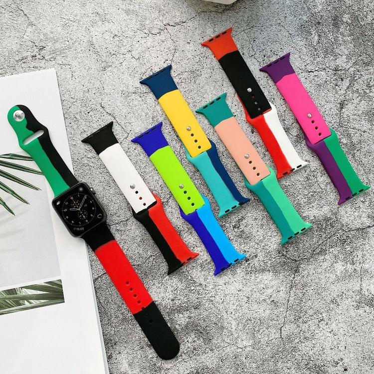 Dây đồng hồ thay thế silicone phối màu cho Apple Watch Series 6 & SE & 5 & 4 40mm / 3 & 2 & 1 38mm, Dành cho Apple Watch 40mm/38mm(Đen+Đỏ+Trắng), Dành cho Apple Watch 40mm/38mm(Đỏ+Trắng+Đen), Dành cho Apple Watch 40mm/38mm(Xanh nhạt+Xanh đậm+Vàng)