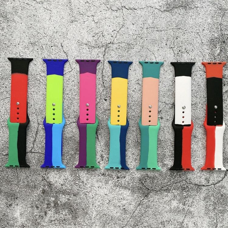 Dây đồng hồ thay thế silicone phối màu cho Apple Watch Series 6 & SE & 5 & 4 40mm / 3 & 2 & 1 38mm, Dành cho Apple Watch 40mm/38mm(Đen+Đỏ+Trắng), Dành cho Apple Watch 40mm/38mm(Đỏ+Trắng+Đen), Dành cho Apple Watch 40mm/38mm(Xanh nhạt+Xanh đậm+Vàng)