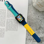 Dây đồng hồ thay thế silicone phối màu cho Apple Watch Series 6 & SE & 5 & 4 44mm / 3 & 2 & 1 42mm, Dành cho Apple Watch 44mm/42mm(Đen+Đỏ+Trắng), Dành cho Apple Watch 44mm/42mm(Xanh nhạt+Xanh đậm+Vàng)