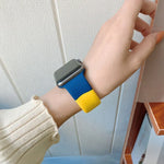 Dây đồng hồ thay thế silicone phối màu cho Apple Watch Series 6 & SE & 5 & 4 44mm / 3 & 2 & 1 42mm, Dành cho Apple Watch 44mm/42mm(Đen+Đỏ+Trắng), Dành cho Apple Watch 44mm/42mm(Xanh nhạt+Xanh đậm+Vàng)