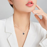 Vòng cổ nữ bạc S925 hình trái tim đen, trái tim đen