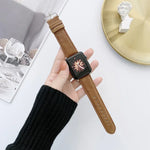 Dây đồng hồ thay thế da họa tiết Crazy Horse + họa tiết phẳng cho Apple Watch Series 6 & SE & 5 & 4 40mm / 3 & 2 & 1 38mm, Dành cho Apple Watch Series 7 41mm / 6 & SE & 5 & 4 40mm / 3 & 2 & 1 38mm