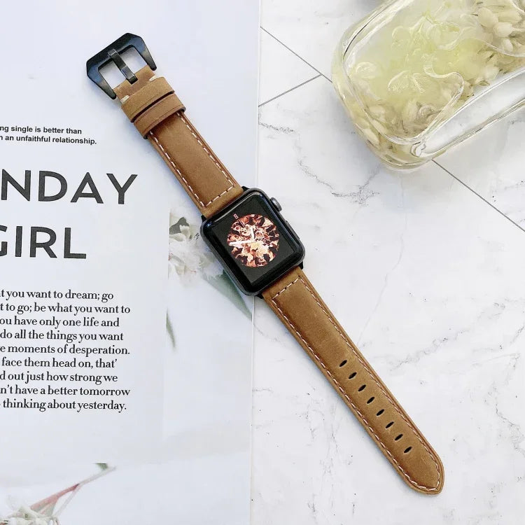 Dây đồng hồ thay thế da khóa đầu lớn cho Apple Watch Series 6 & SE & 5 & 4 44mm / 3 & 2 & 1 42mm, Dành cho Apple Watch Ultra 49mm / Series 8&7 45mm / SE 2&6&SE&5&4 44mm / 3&2&1 42mm