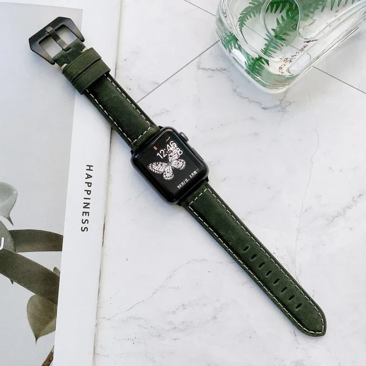 Dây đồng hồ thay thế da khóa đầu lớn cho Apple Watch Series 6 & SE & 5 & 4 40mm / 3 & 2 & 1 38mm, Dành cho Apple Watch Series 8&7 41mm / SE 2&6&SE&5&4 40mm / 3&2&1 38mm