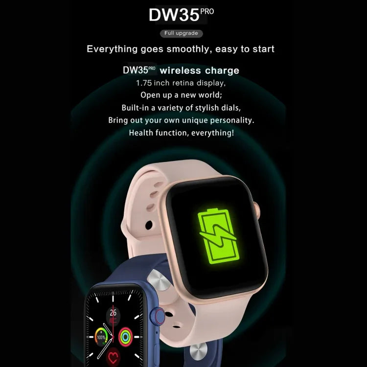 Đồng hồ thông minh DW35PRO màn hình màu 1.75 inch chống nước IPX7, Hỗ trợ trả lời & từ chối cuộc gọi Bluetooth / Theo dõi giấc ngủ / Theo dõi nhịp tim, Kiểu dáng: Dây thép, Dây thép (Vàng hồng), Dây thép (Xanh), Dây thép (Bạc), Dây thép (Đen)