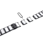 two-tone steel strap for Apple Watch with adjustable links and tool for easy resizing