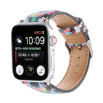 Dây đồng hồ da in họa tiết phong cách dân tộc cẩm thạch cho Apple Watch Series 6 & SE &, 5 & 4 44mm / 3 & 2 & 1 42mm, 5 & 4 40mm / 3 & 2 & 1 38mm