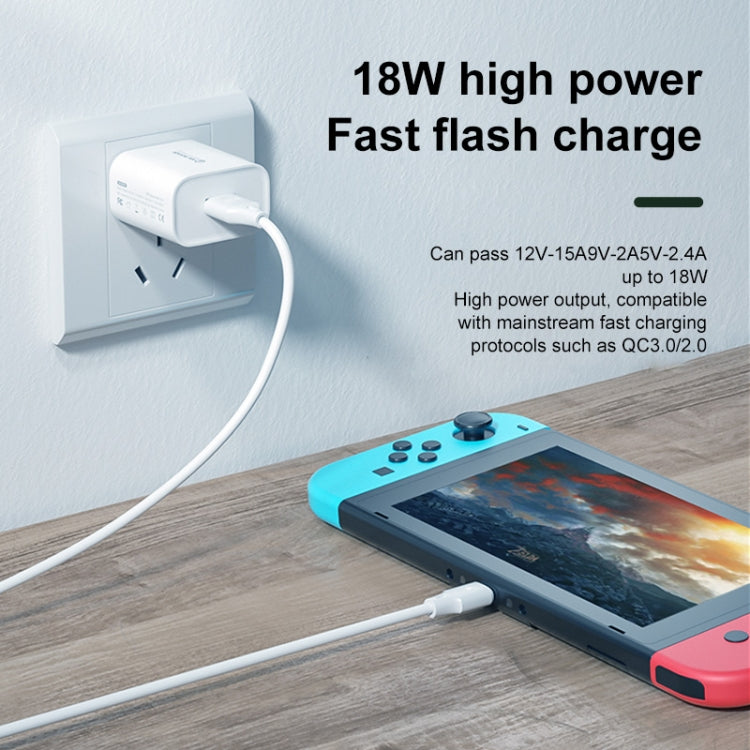WK WP-U57 Sạc nhanh tối đa 18W QC3.0 + cáp dữ liệu USB sang 8 Pin, phích cắm US, phích cắm EU