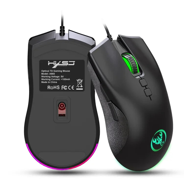 Chuột chơi game có dây cơ học HXSJ A883 7 phím 6400DPI ánh sáng RGB
