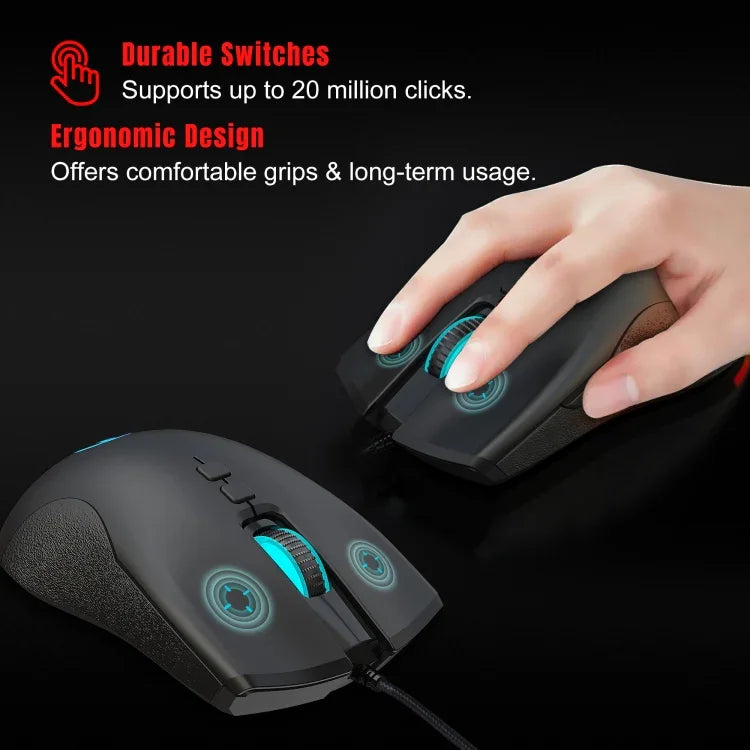 Chuột chơi game có dây cơ học HXSJ A883 7 phím 6400DPI ánh sáng RGB