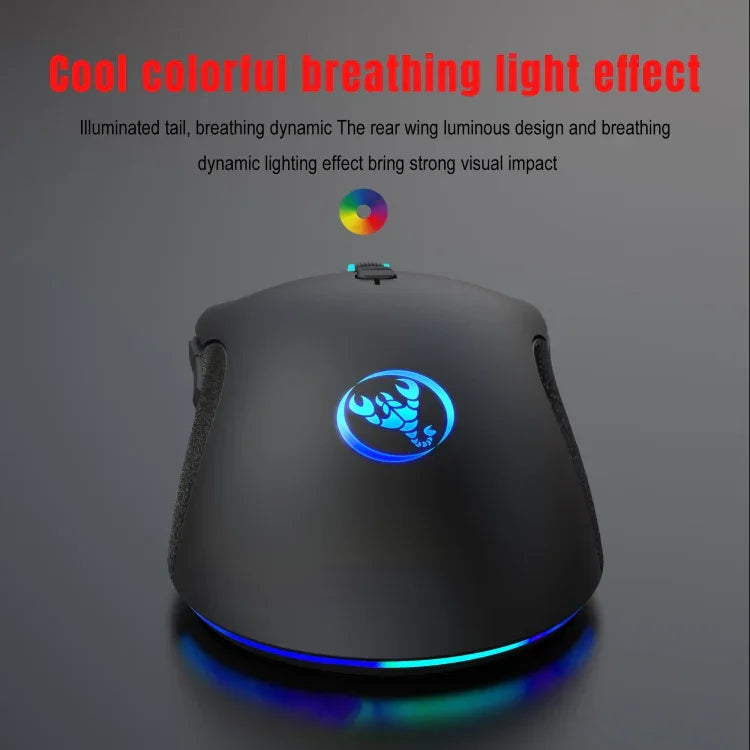 Chuột chơi game có dây cơ học HXSJ A883 7 phím 6400DPI ánh sáng RGB