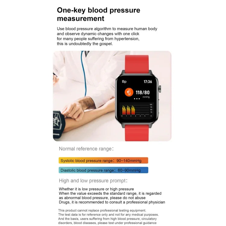 Đồng hồ thông minh màn hình màu TFT 1.7 inch E86 chống nước IP68, Hỗ trợ theo dõi oxy trong máu / Theo dõi nhiệt độ cơ thể / Chẩn đoán y tế AI, Kiểu: Dây đeo TPU, Dây đeo TPU (Xanh dương), Dây đeo TPU (Đen), Dây đeo TPU (Đỏ)
