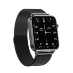 Đồng hồ thông minh màn hình màu TFT 1.7 inch E86 chống nước IP68, Hỗ trợ theo dõi oxy trong máu / Theo dõi nhiệt độ cơ thể / Chẩn đoán y tế AI, Kiểu: Dây đeo thép, Dây đeo thép (Đen)