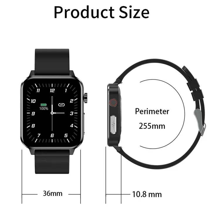 Đồng hồ thông minh màn hình màu TFT 1.7 inch E86 chống nước IP68, Hỗ trợ theo dõi oxy trong máu / Theo dõi nhiệt độ cơ thể / Chẩn đoán y tế AI, Kiểu: Dây đeo thép, Dây đeo thép (Đen)