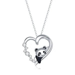 Dây chuyền nữ bạc S925 Sterling hình gấu trúc trái tim, Gấu trúc