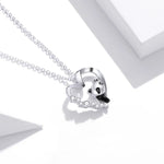 Dây chuyền nữ bạc S925 Sterling hình gấu trúc trái tim, Gấu trúc