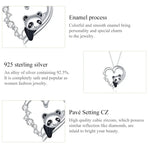 Dây chuyền nữ bạc S925 Sterling hình gấu trúc trái tim, Gấu trúc