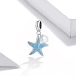 Mặt dây chuyền bạc S925 Sterling hình sao biển phụ kiện vòng tay vòng cổ tự làm, Sao biển