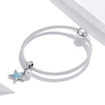 Mặt dây chuyền bạc S925 Sterling hình sao biển phụ kiện vòng tay vòng cổ tự làm, Sao biển