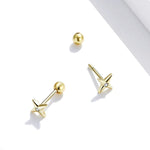 Bông tai nữ bạc S925 Sterling hình sao vàng, Sao vàng