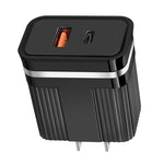 RSY USB + USB-C / Type-C Dual Ports Fast Charging Travel Charger,, US Plug, EU Plug