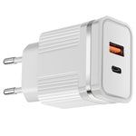 RSY USB + USB-C / Type-C Dual Ports Fast Charging Travel Charger,, US Plug, EU Plug