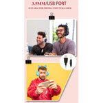 Tai nghe LED gập thiết kế tai mèo AKZ-022 cổng USB + 3.5mm có mic