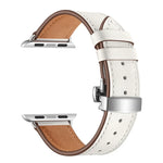 Dây đồng hồ thay thế da thật + khóa bướm bạc cho Apple Watch Series 6 & SE & 5 & 4 44mm / 3 & 2 & 1 42mm, khóa bạc cho Apple Watch Series 7 45mm / 6 & SE & 5 & 4 44mm / 3 & 2 & 1 42mm
