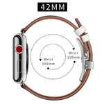 Dây đồng hồ thay thế da thật + khóa bướm bạc cho Apple Watch Series 6 & SE & 5 & 4 44mm / 3 & 2 & 1 42mm, khóa bạc cho Apple Watch Series 7 45mm / 6 & SE & 5 & 4 44mm / 3 & 2 & 1 42mm