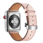 Dây đồng hồ thay thế da thật + khóa bướm bạc cho Apple Watch Series 6 & SE & 5 & 4 44mm / 3 & 2 & 1 42mm, khóa bạc cho Apple Watch Series 7 45mm / 6 & SE & 5 & 4 44mm / 3 & 2 & 1 42mm