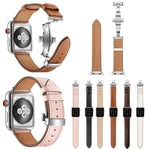 Dây đồng hồ thay thế da thật + khóa bướm bạc cho Apple Watch Series 6 & SE & 5 & 4 44mm / 3 & 2 & 1 42mm, khóa bạc cho Apple Watch Series 7 45mm / 6 & SE & 5 & 4 44mm / 3 & 2 & 1 42mm