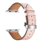 Dây đồng hồ thay thế da thật + khóa bướm bạc cho Apple Watch Series 6 & SE & 5 & 4 40mm / 3 & 2 & 1 38mm, khóa bạc cho Apple Watch Series 7 41mm / 6 & SE & 5 & 4 40mm / 3 & 2 & 1 38mm
