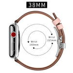 Dây đồng hồ thay thế da thật + khóa bướm bạc cho Apple Watch Series 6 & SE & 5 & 4 40mm / 3 & 2 & 1 38mm, khóa bạc cho Apple Watch Series 7 41mm / 6 & SE & 5 & 4 40mm / 3 & 2 & 1 38mm