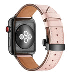 Dây đồng hồ thay thế da thật + khóa đen bướm cho Apple Watch Series 6 & SE & 5 & 4 44mm / 3 & 2 & 1 42mm, khóa đen cho Apple Watch Series 7 45mm / 6 & SE & 5 & 4 44mm / 3 & 2 & 1 42mm