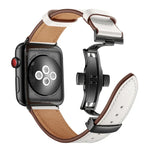 Dây đồng hồ thay thế khóa bướm màu đen bằng da thật cho Apple Watch Series 6 & SE & 5 & 4 40mm / 3 & 2 & 1 38mm, Khóa đen cho Apple Watch Series 8&7 41mm / SE 2&6&SE&5&4 40mm / 3&2&1 38mm