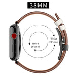 Dây đồng hồ thay thế khóa bướm màu đen bằng da thật cho Apple Watch Series 6 & SE & 5 & 4 40mm / 3 & 2 & 1 38mm, Khóa đen cho Apple Watch Series 8&7 41mm / SE 2&6&SE&5&4 40mm / 3&2&1 38mm
