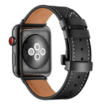 Dây đồng hồ thay thế khóa bướm màu đen bằng da thật cho Apple Watch Series 6 & SE & 5 & 4 40mm / 3 & 2 & 1 38mm, Khóa đen cho Apple Watch Series 8&7 41mm / SE 2&6&SE&5&4 40mm / 3&2&1 38mm