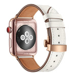 Dây đồng hồ thay thế khóa bướm màu vàng hồng bằng da thật cho Apple Watch Series 6 & SE & 5 & 4 40mm / 3 & 2 & 1 38mm, Khóa vàng hồng cho Apple Watch Series 7 41mm / 6 & SE & 5 & 4 40mm / 3 & 2 & 1 38mm