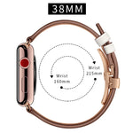 Dây đồng hồ thay thế khóa bướm màu vàng hồng bằng da thật cho Apple Watch Series 6 & SE & 5 & 4 40mm / 3 & 2 & 1 38mm, Khóa vàng hồng cho Apple Watch Series 7 41mm / 6 & SE & 5 & 4 40mm / 3 & 2 & 1 38mm