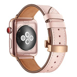 Dây đồng hồ thay thế khóa bướm màu vàng hồng bằng da thật cho Apple Watch Series 6 & SE & 5 & 4 40mm / 3 & 2 & 1 38mm, Khóa vàng hồng cho Apple Watch Series 7 41mm / 6 & SE & 5 & 4 40mm / 3 & 2 & 1 38mm