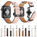 Dây đồng hồ thay thế khóa bướm màu vàng hồng bằng da thật cho Apple Watch Series 6 & SE & 5 & 4 40mm / 3 & 2 & 1 38mm, Khóa vàng hồng cho Apple Watch Series 7 41mm / 6 & SE & 5 & 4 40mm / 3 & 2 & 1 38mm