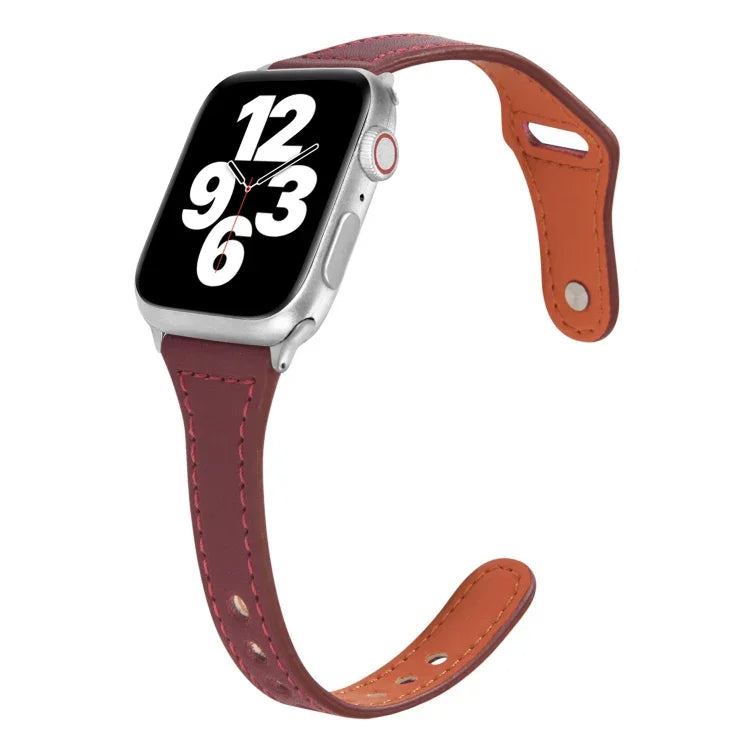 Dây đồng hồ da mỏng khóa ngược hình chữ T đa năng, dành cho Apple Watch Ultra 49mm / Series 8&7 45mm / SE 2&6&SE&5&4 44mm / 3&2&1 42mm, Apple Watch Series 8&7 41mm / SE 2&6&SE&5&4 40mm / 3&2&1 38mm