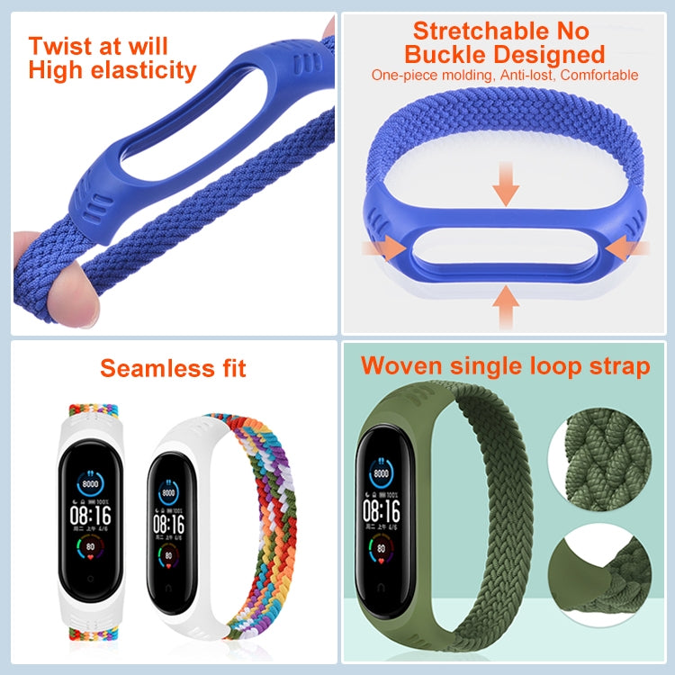 For Xiaomi Mi Band 6 / 5 / 4 / 3 / 2 Universal Silicone Elasticity Weave Replacement Strap Watchband, XL 180mm