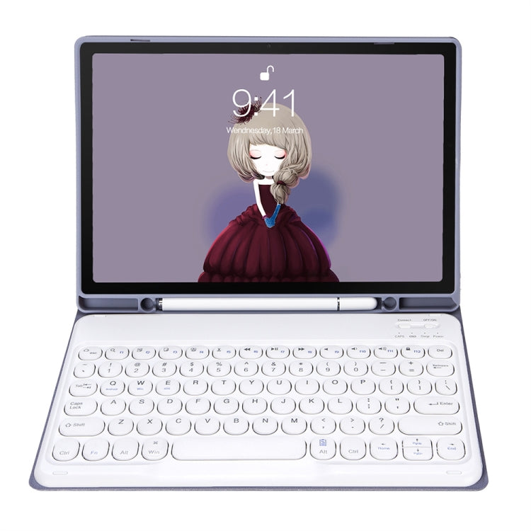 YT11B Ốp da bàn phím Bluetooth màu kẹo có kết cấu cảm giác da và phím tròn tháo rời cho iPad Air 4 2020 / Air 5 2022 / Pro 11 inch 2022 / 2021 / 2020 / 2018 (Trắng băng), Cho iPad Air 11 2024 / 2025 / Air 2020 10.9