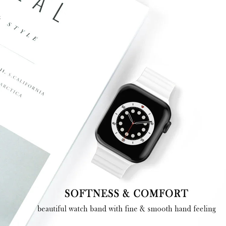 Business B Style Silicone Watch Strap, For Apple Watch Series 7 45mm / 6 & SE & 5 & 4 44mm / 3 & 2 & 1 42mm, For Apple Watch Ultra 49mm / Series 8&7 45mm / SE 2&6&SE&5&4 44mm / 3&2&1 42mm