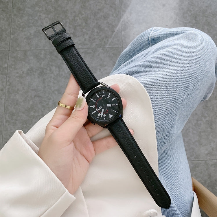 Dây đồng hồ thay thế bằng da kết cấu vân quả vải Litchi may, Dành cho Samsung Galaxy Watch 42mm, Dành cho Samsung Galaxy Watch 46mm, Dành cho Samsung Galaxy Watch 3 41mm, Dành cho Samsung Galaxy Watch 3 45mm, Dành cho Samsung Galaxy Watch Active2 40mm