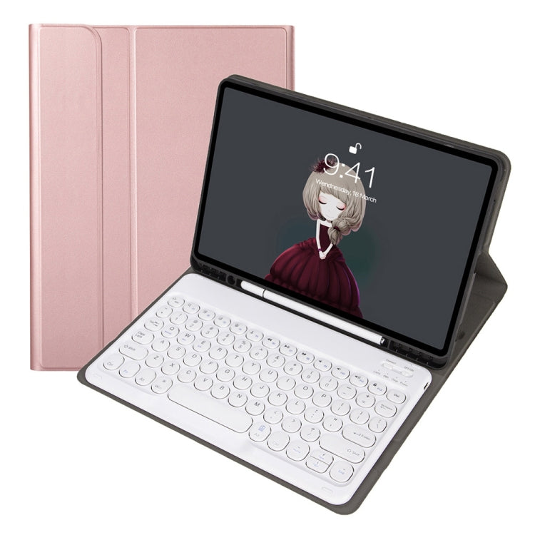 Bao da bàn phím Bluetooth với phím tròn họa tiết da cừu có thể tháo rời YA11B 2021, có khe cắm bút và giá đỡ, dành cho iPad Pro 11 2021 / Air4 / Air5 / Pro 11